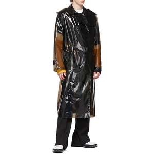 <span class=keywords><strong>Trench</strong></span> personalizzato in Pvc nero trasparente di alta qualità Design moda uomo - Product Image 5