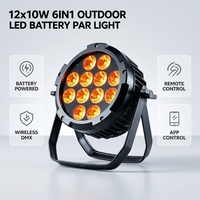 Projecteur LED PAR à batterie IP65 12*10W RGBWAUV, sans fil, DMX, télécommande, contrôle par application, rechargeable, pour éclairage de scène, mariage, fête, événements