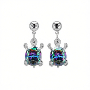 Mia Michael – boucles d'oreilles en or blanc pour femmes, avec quartz arc-en-ciel, serti de griffes, bijoux en cristal mignons pour femmes, E2541 - Product Image 1