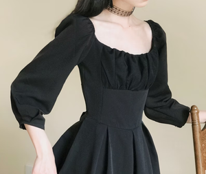 <span class=keywords><strong>Abito</strong></span> da donna elegante da fata francese <span class=keywords><strong>abito</strong></span> da donna con pieghe a colletto quadrato con <span class=keywords><strong>maniche</strong></span> a <span class=keywords><strong>tre</strong></span> <span class=keywords><strong>quarti</strong></span> - Product Image 4