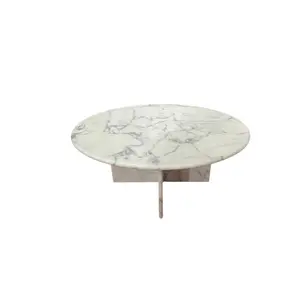 Meubles de maison de luxe nordique Table basse en marbre italien Statuario rond Table basse en marbre blanc