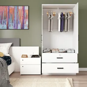 <span class=keywords><strong>Armoire</strong></span> de grande capacité avec <span class=keywords><strong>deux</strong></span> <span class=keywords><strong>portes</strong></span>, <span class=keywords><strong>deux</strong></span> tiroirs et miroirs - Product Image 4
