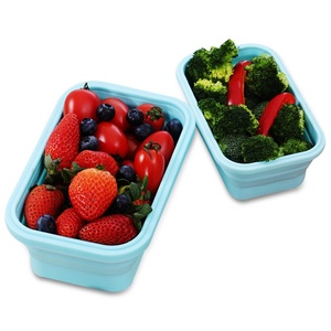 Factory Stock Silicone Foldable Multifunctional Square <b>Lunch</b> <b>Box</b> Bento <b>Box</b> Microwave Safe Refrigerator Storage Fresh-Keeping - Product Image 4