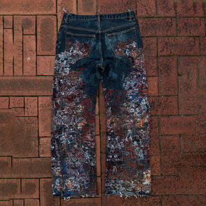 MZN رجالي مخصص مقاس كبير بنطلون جينز فضفاض مطبوع رقميًا أفضل جودة على طراز الشارع الهيب هوب مطبوع جينز مستقيم للرجال - Product Image 2