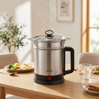 Bouilloire Électrique Multifonction Antiadhésive 1,5 L la Plus Vendue avec Cuiseur Vapeur pour la Maison, Chauffage Rapide des Aliments