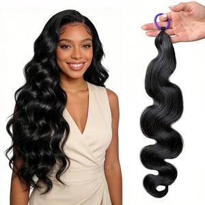 Extensiones de Cabello Ondulado de 24 Pulgadas para Trenzas, Cabello Humano Natural Negro para Trenzado sin Nudos - Product Image 2