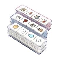 Tampon auto-encreur 6-en-1 motif animaux de dessin animé, mini-scelle portable pour l'évaluation des devoirs des élèves, les journaux et les albums de scrapbooking