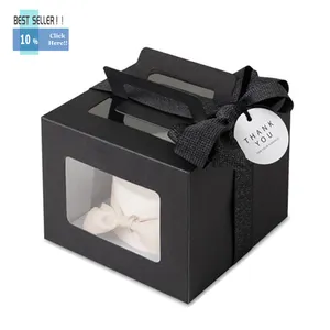 Eco-friendly Recyclable Free Sample Huaisheng Packaging Boxes Bulk Custom Transparent Black Cake Box With Logo