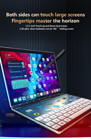 Yeni Sıcak Fırsatlar Kablosuz Intel 14"+14" 2K Çift Dokunmatik Ekranlı Oyun Dizüstü Bilgisayarı Windows 11 16/32GB RAM SSD İngilizce Klavye Metal Gövde