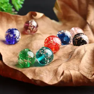 Cuentas de cristal redondas brillantes para hacer joyas, abalorios coloridos y luminosos para hacer joyas