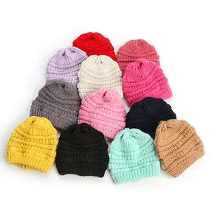 INS cappello lavorato a maglia per bambini europei e americani morbido autunno e inverno caldo color caramella berretto pullover per neonati e ragazze