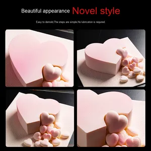 Torta di Mousse a forma di cuore AKOKO di san valentino stampo in Silicone pasta francese angolo-forma a cuore mancante per dolci - Product Image 3