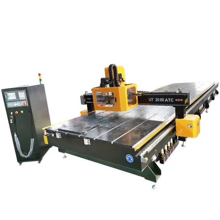 Big Size 2060 2070 2080 ATC CNC Router MachineためAluminum、Acrylic Cutting Vacuum TableとTスロット9kw Air Cooling Spindle
