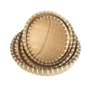 Panier de drainage rond en bambou tressé fait main pour fruits et légumes, origine Shandong - Product Image 4