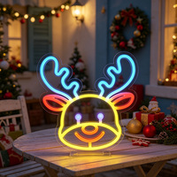 Lámpara de Neón Acrílica con Globo de Nieve Navideño, Alimentada por USB, Decoración para el Hogar y Fiestas