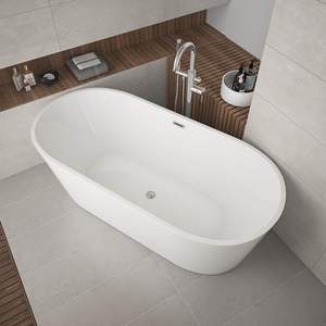 Meilleur prix pour une <span class=keywords><strong>baignoire</strong></span> ovale autoportante moderne pour hôtel, avec fonction de bain profond et drain, en acrylique - Product Image 1