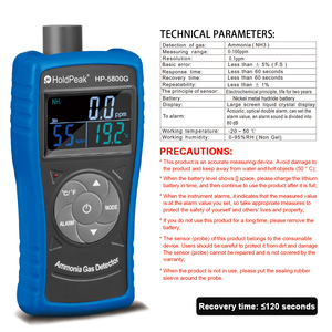 Holdpeak <span class=keywords><strong>Hp</strong></span>-5800g Digitale LCD Gasdetector <span class=keywords><strong>Tester</strong></span> Monitor 0~100 ppm Ammoniak Lekdetector Oplaadbaar Huishoudelijk Industrieel - Product Image 6