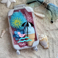 Mini Valise Rectangulaire Mignonne en Plastique ABS Recyclable pour Cils Entiers, Emballage à Marque Privée, Porte-clés, Échantillon Gratuit