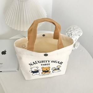 Nouveau sac fourre-tout en toile à motif de lettres tendance avec deux poignées, petite taille S, ouverture supérieure et sac à déjeuner portable - Product Image 2