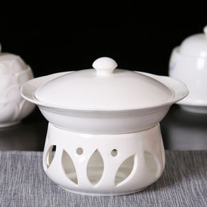 Juego de vajilla de porcelana de 6/7 pulgadas, 5OZ y 8OZ, Base de vela, calentamiento, tazón de cerámica, platos de mantequilla de porcelana blanca con tapa para sopa - Product Image 5