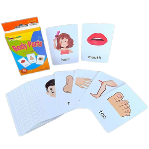 Kustom 36 buah Flashcards pendidikan Montessori autisme bahasa Inggris WordsA BC angka buah hewan bagian tubuh kertas kelas - Product Image 1