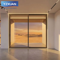 Puerta Corredera de Aluminio 6063-T5 con Rotura de Puente Térmico, de Tres Vías, de Alta Resistencia, Gran Vano, para Patio, con Doble Vidrio Templado Exterior, Personalizada