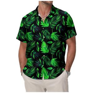 Imprimé à manches courtes boutonné hommes chemises décontracté élégant chemise hommes hawaïen bouton à manches courtes plage été - Product Image 3