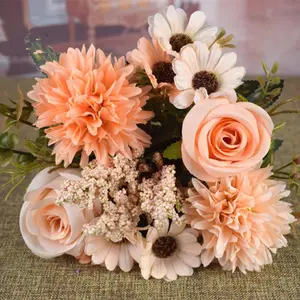 Peônia Rosa Artificial Seda Flor Bouquet Bolo Topper para Decoração Do Casamento Do Bolo Fornecedores