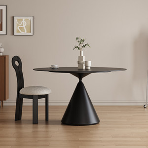 Round Extendable Slate Turntable Dining <b>Table</b> Italian Style Minimalist Light Luxury Requires Assembly for Small Apartments - Product Image 4