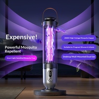 Lámpara Antimosquitos Eléctrica con Sensor de Luz, Luz Nocturna LED Púrpura, Impermeable, con Batería Integrada para Acampar al Aire Libre