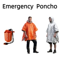 Imperméable de survie portable en PE enduit d'aluminium, anti-poussière, coupe-vent et imperméable, essentiel pour le camping, la randonnée et les situations d'urgence en extérieur