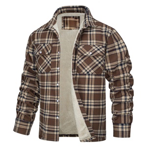 MAQVOB Veste <span class=keywords><strong>polaire</strong></span> coupe-vent d'extérieur de qualité supérieure pour hommes, taille EU US, avec revers, veste chemise à carreaux épais et manches longues à carreaux - Product Image 6