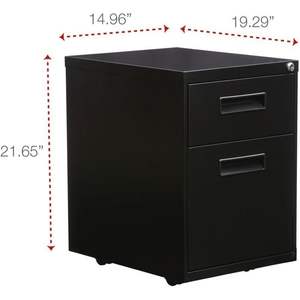Alera Two-Drawer Metal Pedestal <b>File</b> in Black 14 7/8w X 19 1/8d X 21 5/8h-Elegant Filing Cabinet - Product Image 6