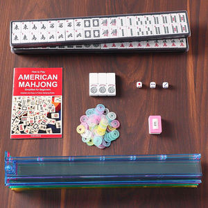 Juego de Mahjong Americano de Lujo, 166 Fichas Blancas, 4 Soportes, Empujadores, Plegable, Ecológico, de Melamina, Portátil, Completo para Casino - Product Image 6