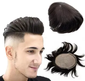 Sıcak satış erkek 6 inç doğal siyah peruk erkek saç protezi yedek sistemi sıcak satış insan saç parçası peruk erkekler için
