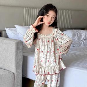 Conjunto de <span class=keywords><strong>Pijamas</strong></span> de Dos Piezas para <span class=keywords><strong>Niñas</strong></span>, Estilo Casual, Cuello Redondo, para Primavera y Otoño, Suave, para el Hogar - Product Image 4