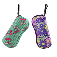 Pochette à lunettes en néoprène imprimé avec fermeture éclair, étui portable pour lunettes, trousse de maquillage souple et organiseur de lunettes pour femmes