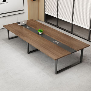 Modern Simple Wood Grain Panel Office Conference Table and Chair Set for Small Meeting <strong>Rooms</strong> or School Long Office Desk - Product Image 4