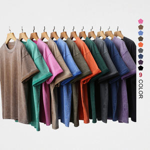 사용자 정의 로고 빈티지 산성 세척 스트리트웨어 빈 대형 티셔츠 100% 면 남성 티셔츠 - Product Image 1