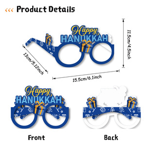 Carta a tema Hanukkah occhiali da vista 8 pz/set Chanukah candelabro foto oggetti di scena per la decorazione del partito hebish Happy Hanukkah - Product Image 5