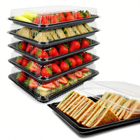 Plateau de fête pour sushis personnalisé, plateau rectangulaire pour la restauration, plateau de service en plastique pour croissants, sandwichs, bagels