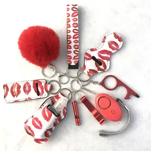 Grosir barang pelindung diri gelang pembuka botol peluit pribadi logo alarm pembuka pintu pom gantungan kunci untuk wanita