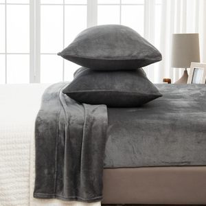 Chất Lượng Cao San Hô Nhung Fluffy Sang Trọng Flannel Lông Cừu Bộ Đồ Giường Bộ Đồ Giường Bìa Tấm Set Cho Mùa Đông - Product Image 1