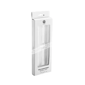 도매 사용자 정의 흰색 접이식 크래프트 종이 투명 PVC 창 선물 상자 펜 휴대 전화 케이스 포장 상자