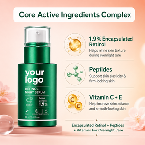 Suero Refinador que Suaviza la Textura, Reafirma los Poros, Ilumina, Blanquea y Unifica el Tono de Piel, Suero Nocturno con Vitamina C y Retinol de Marca Privada - Product Image 6