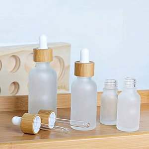 Flacons compte-gouttes en verre dépoli vert/bleu ambré transparent de 5 ml à 100 ml avec couvercles en bambou, 100 pièces, pour huiles essentielles, soins de la peau, sérums, gouttes pour les yeux, fards à joues - Product Image 2