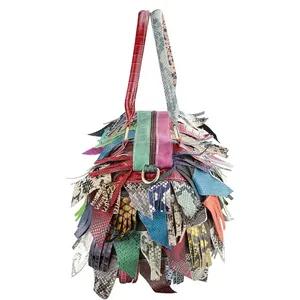 Bolso de Mano AndoBag de Gran Capacidad para Mujer, Bolsos Cruzados de Hombro de Cuero Genuino, Bolso Tote con Borlas y Combinación de Colores 3096 - Product Image 3