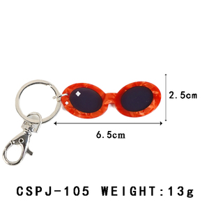 Canyuan Tùy Chỉnh 6.5Cm Màu Đỏ Nối Kính Mát Thiết Kế Keychain Rùa Rỗng Acetate Keychain Bán Buôn Keychain - Product Image 2