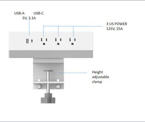 JOYE <span class=keywords><strong>Prise</strong></span> de bureau <span class=keywords><strong>pour</strong></span> bureau avec ports USB Clip de bureau multi-prises <span class=keywords><strong>Prise</strong></span> de bureau <span class=keywords><strong>Pince</strong></span> à 3 prises Multiprise - Product Image 6