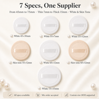 JLY Houpette de maquillage ronde en velours à poils courts et denses pour poudre libre, poudre fixatrice et blush, avec surpiqûres en dentelle